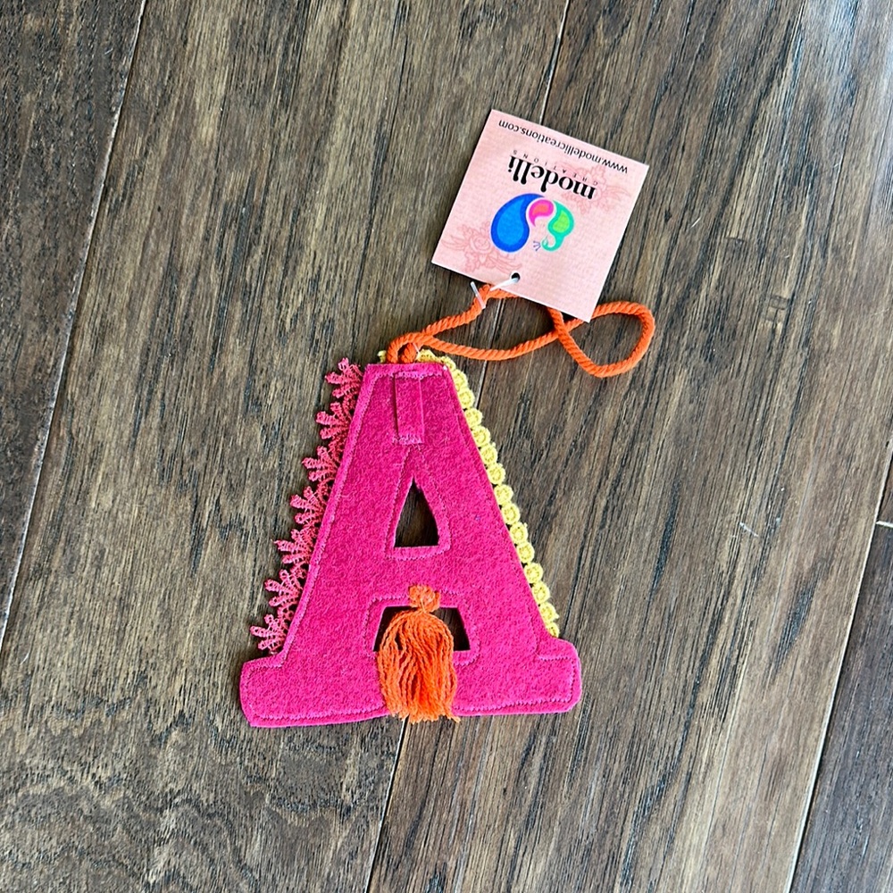 🎄Only 1 left! Boho Letter “A” Felt Ornament – Handcrafted by Modelli Creations - Picture 2 of 3